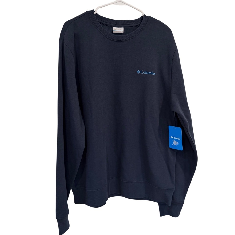 Columbia Mens Navy Blue American‎ Flag Pine Tree Log Sweatshirt Medium New